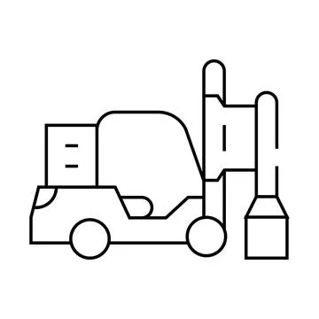 Pile driver line icon vector isolated illustration Stock Illustration