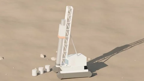 Pile driver rig hammer driving a foundation pile on site rotating loop Stock Footage 341472542