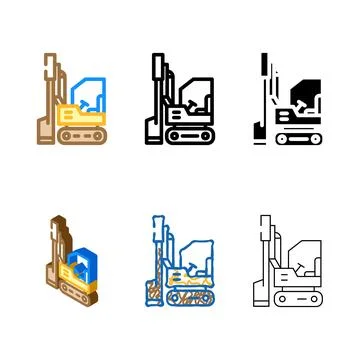 Pile driver styles civil engineer color icon vector Stockillustratie