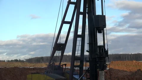 Pile Driving by the Diesel Hammer at a c... | Stock Video | Pond5