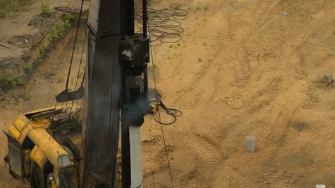 Pile driving machine Stock Footage 123912840