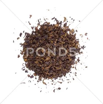 The pile of the dry green tea leaves. Stock Photos