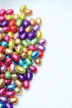 Pile of easter eggs with copy space Foto stock