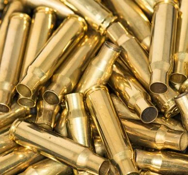 Pile of empty bullet shells Foto stock