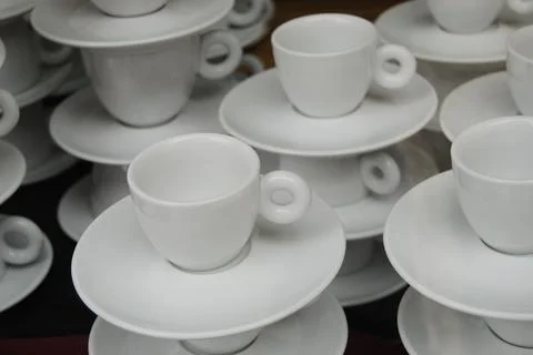 Pile of empty coffee cups Stock Photos