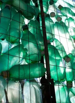 Pile of empty green plastic bottles Stock Photos