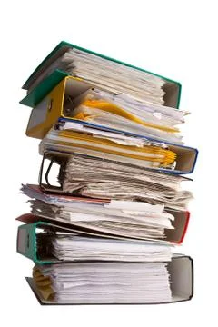 The pile of file binder with papers Stock Photos