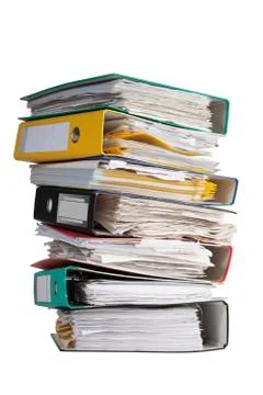The pile of file binder with papers Foto stock