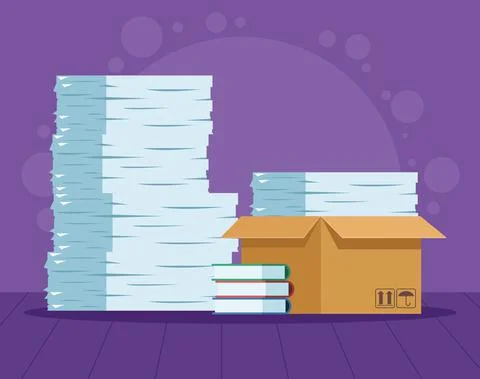 Pile files in box Illustrazione stock