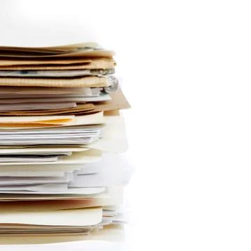 Pile of files on plain background Stock Photos