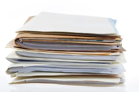 Pile of files on plain background Stock Photos