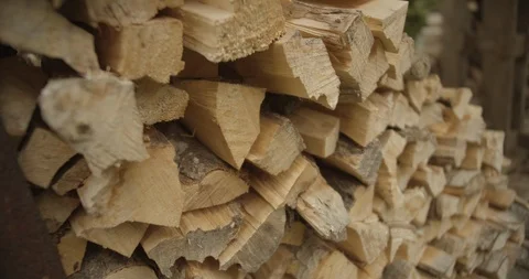 Pile of firewood ready for the winter Stock Footage