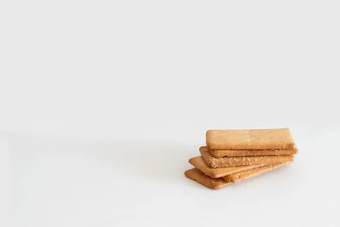 Pile of five rectangular butter biscuits Stock Photos