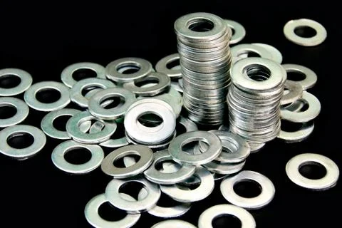 Pile of flat washers Stock Photos