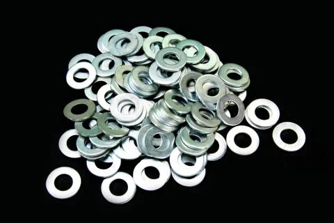 Pile of flat washers Stock Photos