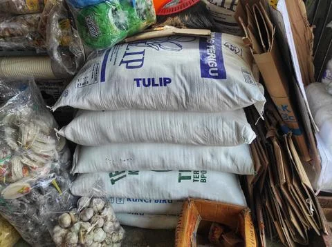 Pile of flour sacks Stock Photos