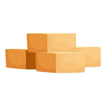 Pile of four brown sugar cubes forming a pyramid shape Stock Illustration