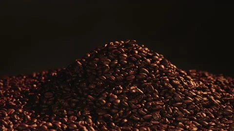 Pile of fragrant coffee beans rotating Stock Footage 145274249