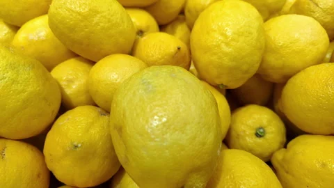 Pile of Fresh Hand Picked Lemons at the Market Stock Footage 300516047