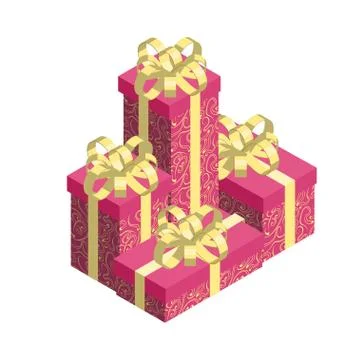 Pile of gift boxes isolated on white background. Stock Illustration