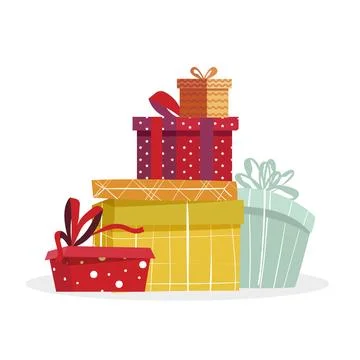 Pile of gift boxes to present at christmas or birthday Stock Illustration