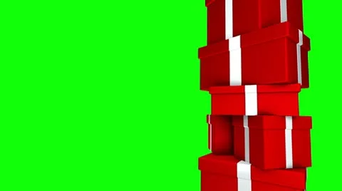 Pile of Gifts Red (Loop on Green Screen) Video stock 11864410