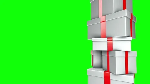 Pile of Gifts White (Loop on Green Screen) Stock-Footage 11864259