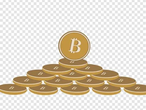 A pile of gold bitcoin vector isolated on transparency background Stock Illustration
