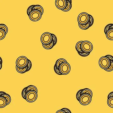 Pile gold coin vector seamless pattern Stock Illustration