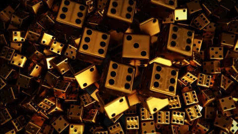 Pile of Gold Dices Falling Animation with casino coin Stock Footage 239098422
