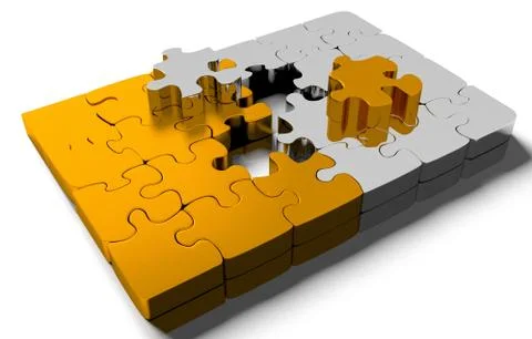Pile of gold puzzle elements 스톡 일러스트