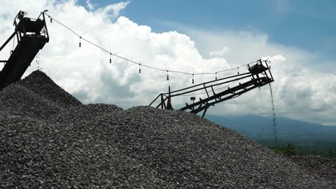 Pile of gravel at a stone processing site Stock Footage 266920463