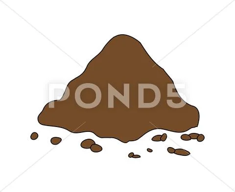 Pile of ground, heap of soil - vector illustration isolated on white ...