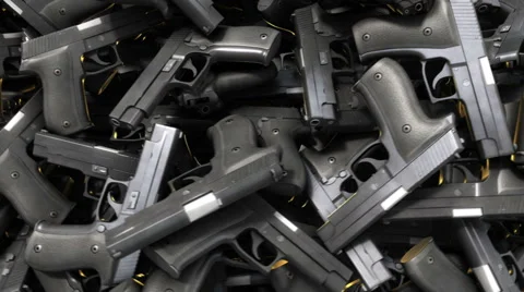 Pile of guns rotating loop Stock Footage 50410745