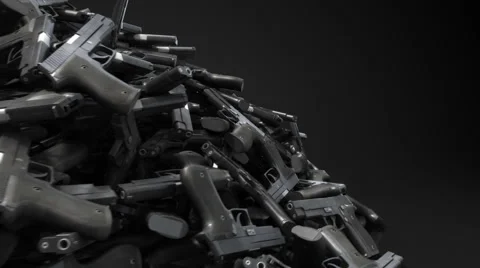 Pile of guns rotating loop Stock Footage 50411077