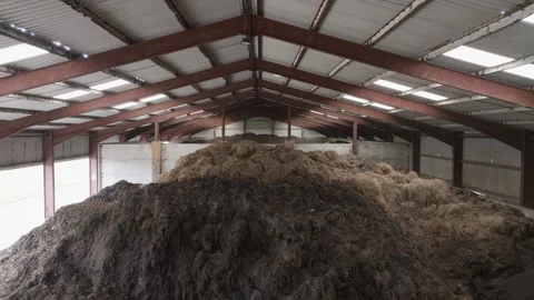 A pile of hay is stacked in a barn Video stock 297844495