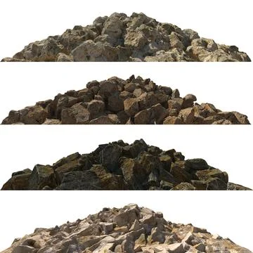 Pile heaps of stones Isolate on white background 3d illustration Stock Illustration