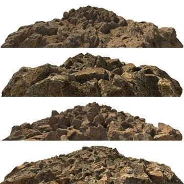 Pile heaps of stones Isolate on white background 3d illustration Stock Illustration