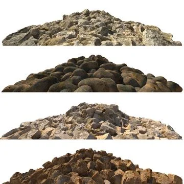 Pile heaps of stones Isolate on white background 3d illustration Stock Illustration