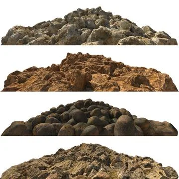 Pile heaps of stones Isolate on white background 3d illustration Stock Illustration