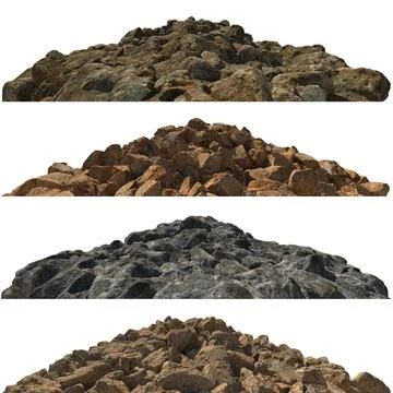Pile heaps of stones Isolate on white background 3d illustration Stock Illustration