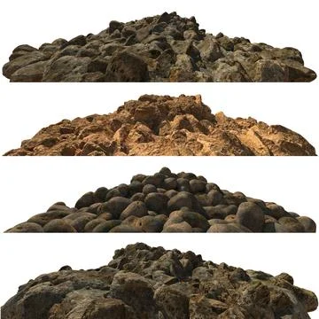 Pile heaps of stones Isolate on white background 3d illustration Stock Illustration