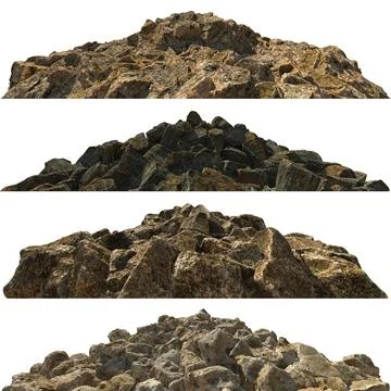 Pile heaps of stones Isolate on white background 3d illustration Stock Illustration
