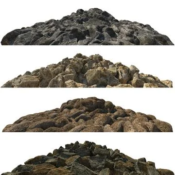 Pile heaps of stones Isolate on white background 3d illustration Stock Illustration