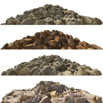 Pile heaps of stones Isolate on white background 3d illustration Stock Illustration