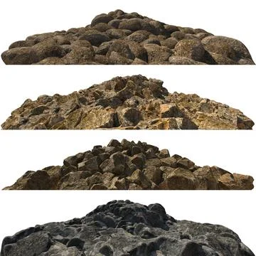 Pile heaps of stones Isolate on white background 3d illustration Stock Illustration