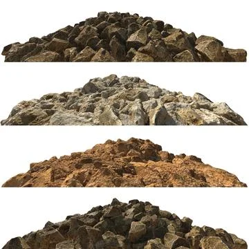Pile heaps of stones Isolate on white background 3d illustration Stock Illustration