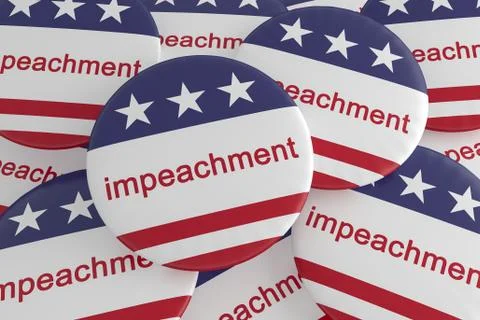 Pile of Impeachment Buttons With US Flag, 3d illustration Stock Illustration