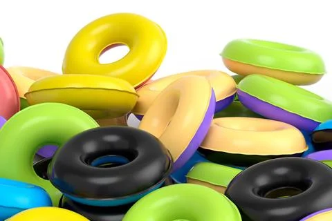 Pile of inflatable ring for swimming pool isolated on white background Stock Illustration
