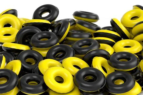 Pile of inflatable ring for swimming pool isolated on white background 스톡 일러스트